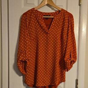 Elegant V-Neck Polka Dot Blouse - Red